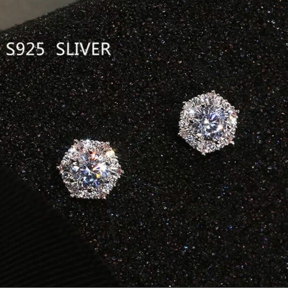 Diamond Hexagon Stud Earrings - Picture 4 of 6